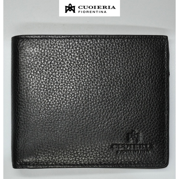 CUOIERIA FIORENTINA NEW BASIC BLACK LEATHER WALLET. MADE IN ITALY.